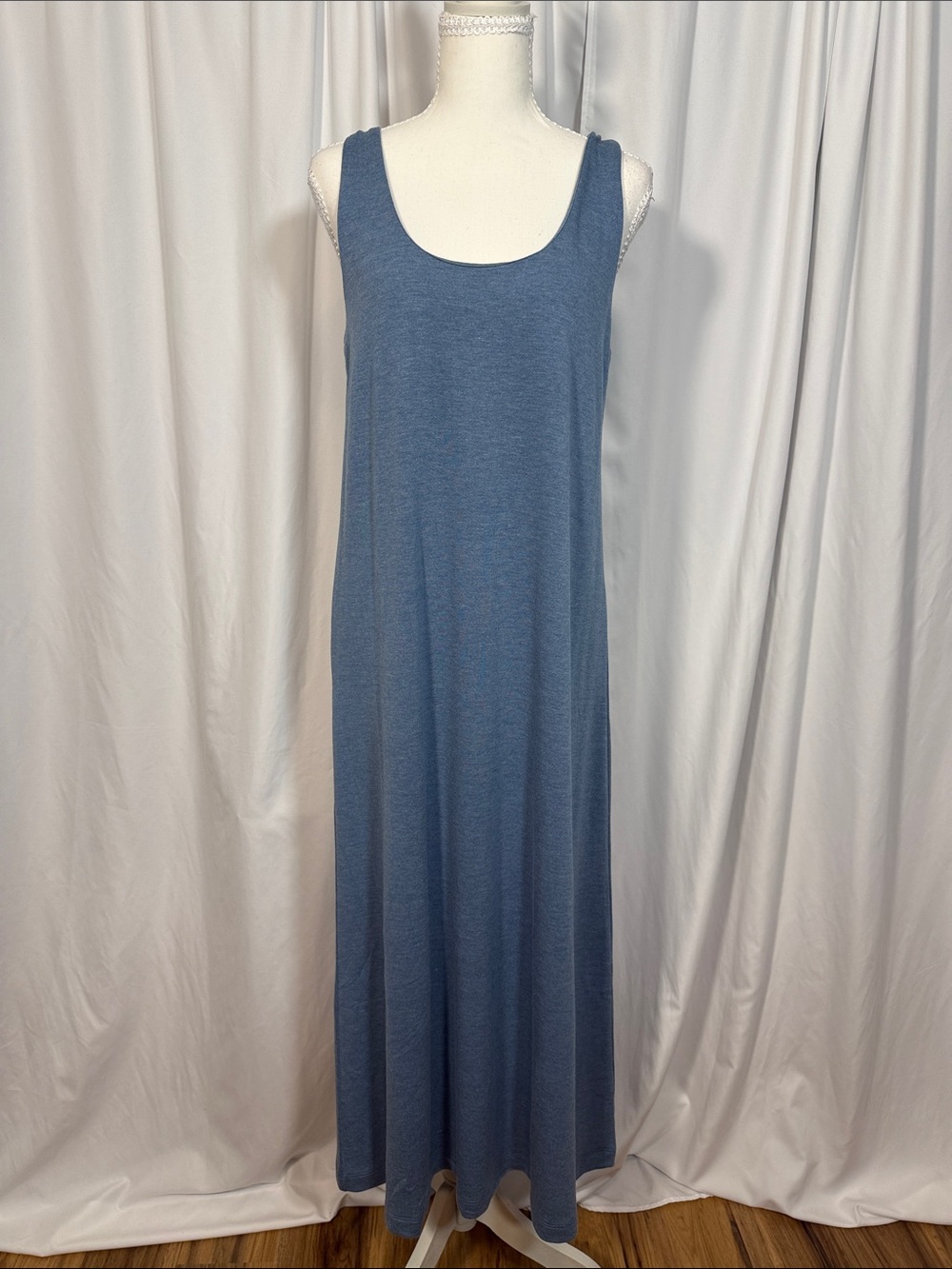 Zenana Sleeveless Midi Dress in Dusty Blue